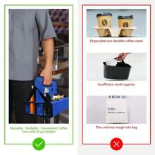 Cup Caddy Portable Drink Carrier Or Cans Reusable, 6-Cup Holder With Handle - 黑色 - 查看 4