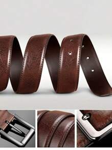 1pc Boy's Leather Pin Buckle Casual Retro Leather Belt Youth Jeans Belt, Father's Day GiftValentine's Day - Multicolor - View 9