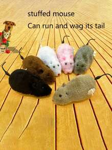 2 pezzi Giocattolo in peluche a carica a molla, topi finti realistici che possono correre, colori casuali, adatti per amanti di gatti e mamme di gatti & amanti di cani e mamme di cani, regalo per amanti di cani/gatti e mamme di cani/gatti che amano gli animali domestici