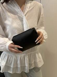 Piękna minimalistyczna jednokolorowa miękka skórzana kosmetyczka, wysokiej jakości portfel z portmonetką i dużym uchwytem na karty, składana miękka mała saszetka na telefon, organizer na kosmetyki podróżne, wodoodporna, czarna niezbędne rzeczy na wakacje niezbędne rzeczy na wakacje torba podróżna akcesoria podróżne artykuły szkolne