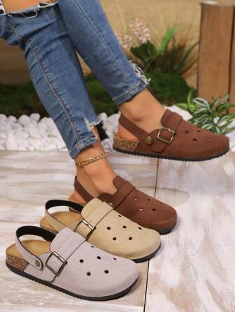 2-Way Women Summer Thick Sole Closed Toe Slip On Sandal Slippers, Vintage Versatile Design