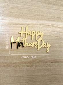4Pcs Happy Mother's Day Acrylic Cake Topper - Shimmering Gold Cake Decorations, Reusable Laser-Engraved Decoration For Cakes, Dessert Tables & Mother's Day Celebrations.