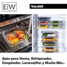 Juego de recipientes de vidrio sellados con tapas fáciles de usar, material resistente al calor para cocina, horno, refrigerador, congelador (juego de 10 recipientes (20 piezas)) - JUEGO 20 RECIPIENTES (40 PZ). - Ver 6