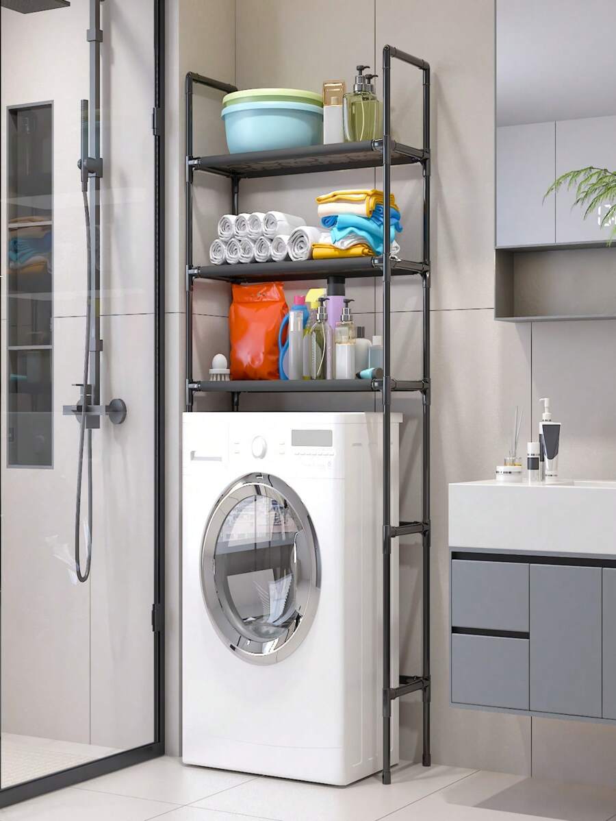 1pc 3-Tier Bathroom Laundry Rack, Free Standing Toilet Organizer ...