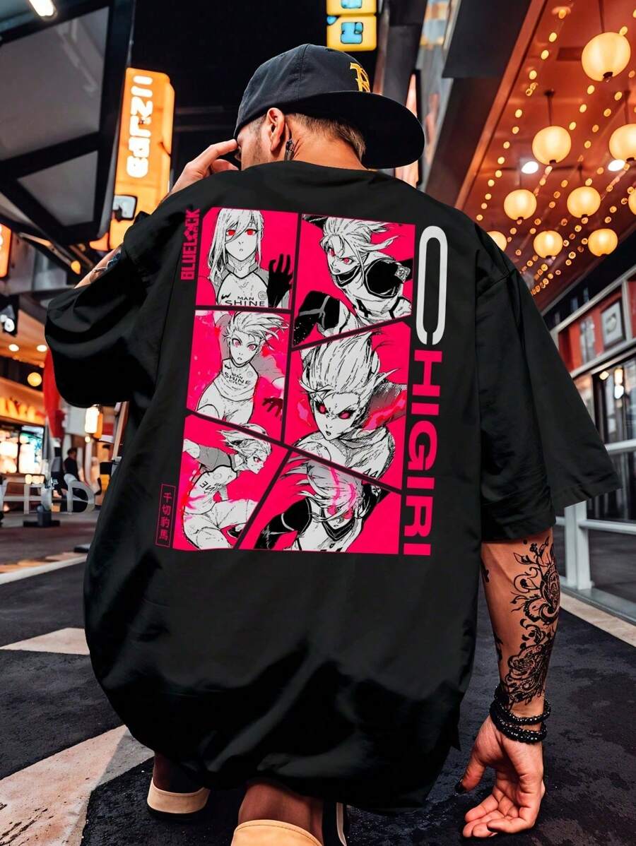 Shirt T-Shirt Streetwear Blue Lock Hyoma Chigiri Anime Player Speed Dribbling Football 7137 - 黑色 - 查看 1
