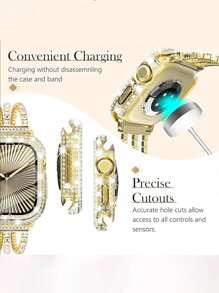 Funda compatible con Apple Watch de 40mm con protector de pantalla compatible con Apple Watch Series 6/5/4/3/2/1, funda brillante con 300 cristales de diamante y cubierta protectora de vidrio templado para 38mm, 40mm, 42mm y 44mm, en color plateado