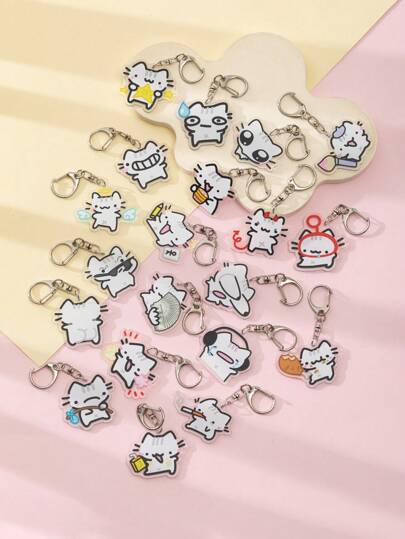 1 Pç Chaveiro de Acrílico com Desenhos Animados de Gato/Gato Fugitivo de Casa/Gato Dinheiro/Gato Estrela/Gato Perna de Frango/Gato Fumante/Gato Hambúrguer/Gato Bebedor/Gato Maligno/Gato Anjo/Gato/Gato Olhos Grandes/Gato Risonho/Gato Espantado/Gato de Óculos de Sol/Gato Sem Palavras/Gato Balançando a Bunda/Gato Pintor/Gato Ouvinte/Gato Pintor/Gato Dançarino Tema Animal Chaveiro Pingente Mochila Enfeite/Acessórios para Bolsa/Acessórios para Mochila Escolar/Pingente para Bolsa/Presentes para Amigos Acessórios para Carro Bolsa Pingente Animal Gótico Y2k