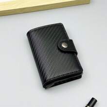 1 件男士时尚休闲 PU 皮革扣 RFID 卡夹，6 色铝合金自动弹出卡盒，防盗防消磁钱包