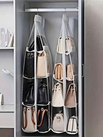 1 pezzo Organizer per borse da 6/8 scomparti, salvaspazio, organizzatore multistrato da appendere per borse e borsette, porta borse per armadio, con design pieghevole per una facile conservazione quando non in uso, facile da trasportare. Adatto per camere da letto, soggiorni, corridoi, armadi, guardaroba o scaffali, ecc.