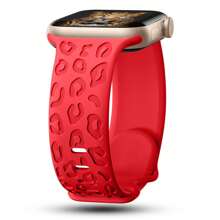Leopard Engraved Bands Compatible With Apple Watch Band 40mm 41mm 38mm 42mm 44mm 45mm 46mm 49mm, Cheetah Pattern Soft Silicone Strap Compatible With IWatch Series 10 9 8 7 6 5 4 3 2 1 SE Ultra