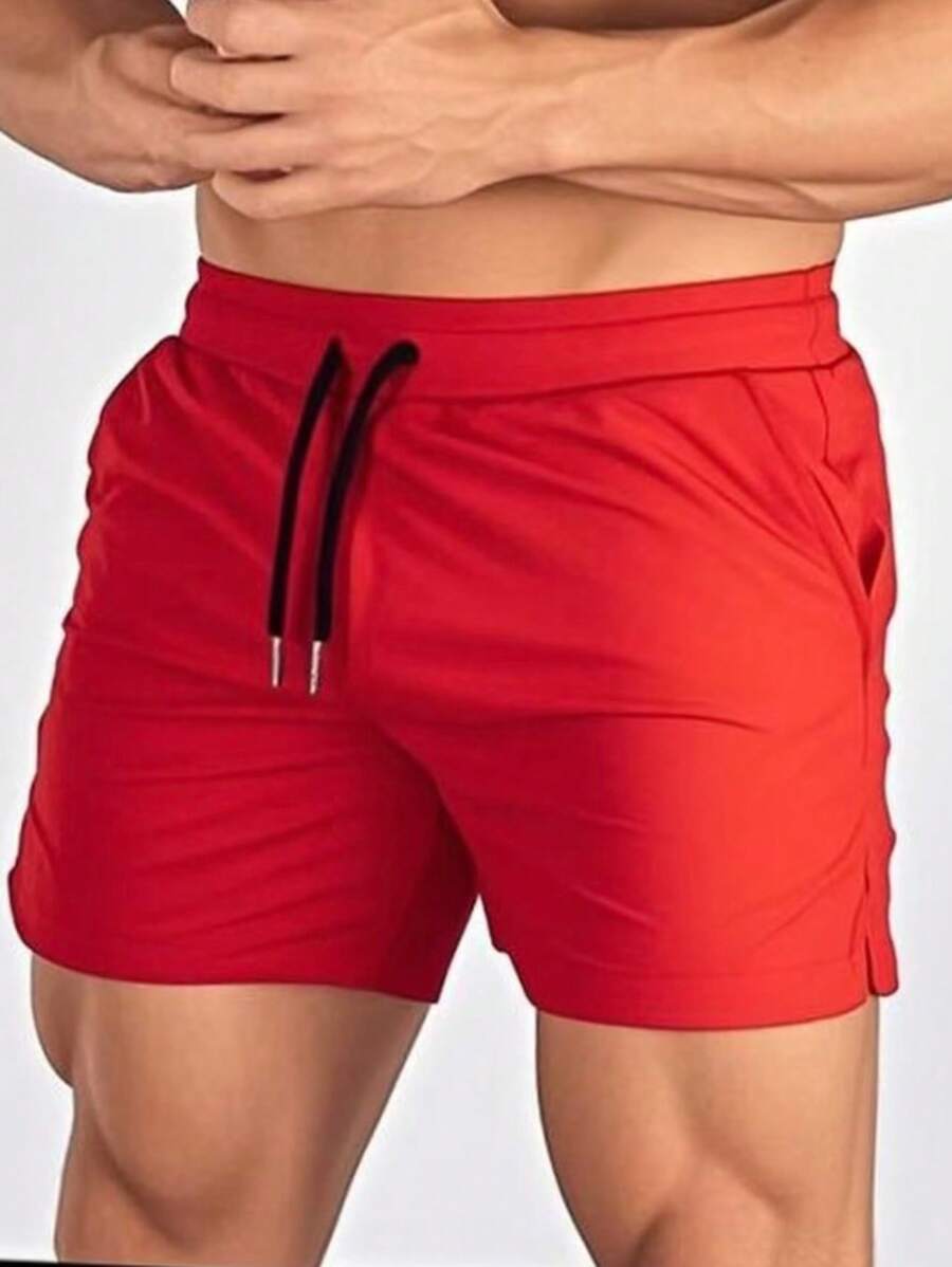 2 In 1 Men's Gym Shorts Double-Breasted Shorts For Training - 紅色 - 查看 1