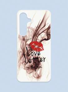 Lipmark & Smoke Pattern White Cellphone Case, "Love Letter" Romantic & Personalized Slogan Phone Case, Compatible With Iphone & Galaxy, IPhone 11/13/14/15/15 ProMax/16/16 Pro/16 Plus/16 ProMax, Galaxy Phones - Multicolor - View 31