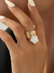 Zestaw 2 pierścionków Vintage Pentalobe - Elegancka biżuteria o dużych rozmiarach i szykownym wyrafinowaniu | Idealny prezent dla dziewczyny, na Walentynki, rocznice i specjalne okazje