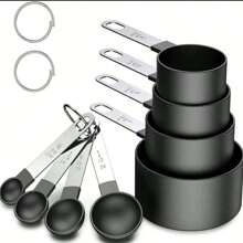 8 件套厨房量杯和量匙 - 黑色 - 查看 2