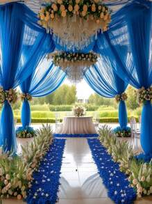 1 Stück Saphirblauer Party Dekoration 315.55 Inches Klassischer Stil | Geeignet für Hochzeit, Brautparty, Verlobung, Muttertag und viele andere Dekorations-Events | Strapazierfähiges Polyestermaterial | Keine Stromversorgung erforderlich | Elegantes Bogen Design, Hochzeitsdekoration - Königsblau - Übersicht 5