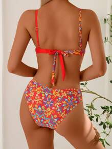 Women's Minimalist Fashion Bikini Set, Suitable For Summer - Red - View 4