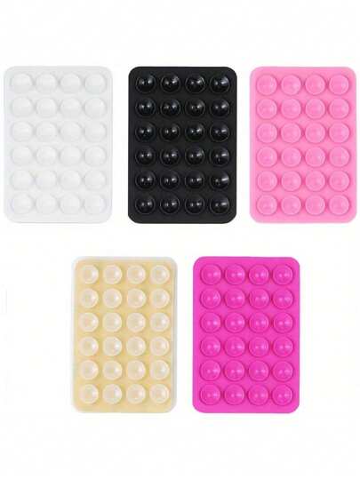 5pcs Silicone Phone Grip With 24 Mini Suction Cups, Compatible With Iphone And Android Phones: Selfie And Video Sticky Phone Holder, Suitable For Shower And Wall Mount, Great Gift For Friends And Christmas Compatible With IPhone, Android Phone, Gift For Birthday, Family, Friends Phone Stand, Phone Accessories