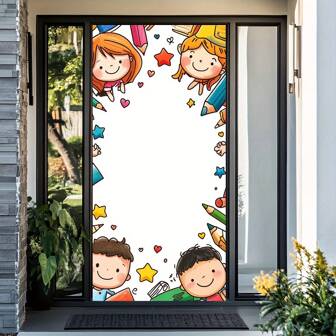 2D Bannière de porte, 1 pièce Bienvenue à l'école en polyester pour décoration de porte - Éléments colorés de jeunesse et d'éducation, convient pour la salle de classe, le porche ou la décoration de la maison, décoration éducative | Décoration thème adolescent | Décoration extérieure durable