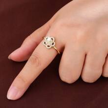 1pc Floral Design Cubic Zirconia Inlaid Ladies Ring - Multicolor - View 6