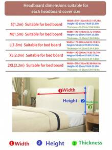 1 pieza Funda de cabecera de cama de jacquard, protector de cabecera de dormitorio suave, antiensuciamiento y elástico, apto para todas las estaciones