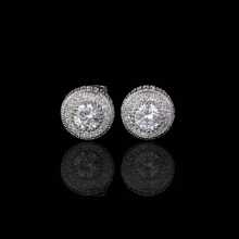 European & American Popular Micro-Inlaid Zirconia Earrings, Simple Hip-Hop Cubic Zirconia Round Earrings Suitable For Daily Wear By Men - Earrings - View 2