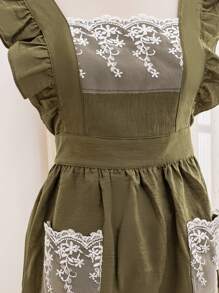 1 pezzo grembiule ricamato con tessitura floreale, design a volant in tessuto moderno, grembiule per la casa con decorazione floreale, grembiule full body per donna, grembiule per la casa, abbigliamento da lavoro domestico, divisa per negozio di fiori, grembiule da lavoro