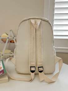 1 Pc Men's Solid Striped Multi-Pocket Zipper Closure Large Capacity Backpack, Fashion Versatile Casual, Suitable For Daily Use, Travel & Vacation, Adjustable Shoulder Strap - Multicolor - View 4