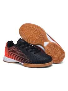 1 双儿童男孩和女孩同款高品质时尚校园室内防滑耐磨舒适儿童足球运动鞋综合训练运动鞋 - 橘色 - 查看 9