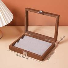 1 pièce Boîte à bijoux anti-poussière avec motif noyer noir, avec couvercle pour ranger bracelets, colliers, bagues, boucles d'oreilles. Décoration de chambre, cadeau de la Saint-Valentin - Marron - Voir 12