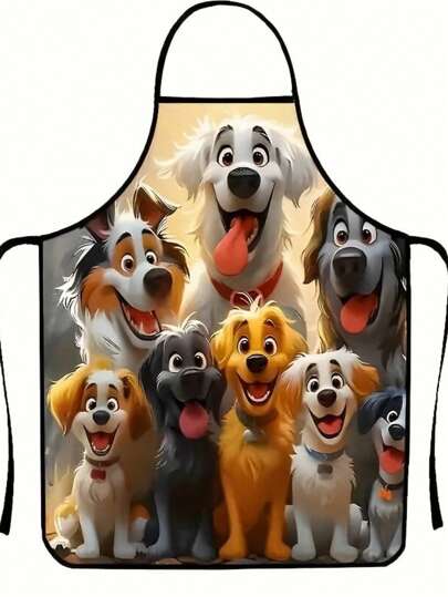 Bright And Cheerful, This Waterproof Sleeveless Apron Features A Cute Cartoon Dog Design, Perfect For Adding Fun To Your Kitchen Or Crafting Space. Lightweight, Practical, And Easy To Clean, It's A Must-Have For Dog Lovers! Stylish And Functional For Everyday Use.