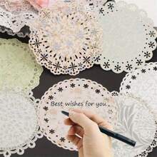 10 Stück Vintage Spitze Scrapbooking Papier Set, exquisite ausgeschnittene Papiere - geeignet für Tagebücher, DIY Karten, Lesezeichen, Postkarten, Alben und Handarbeiten, farbenfrohe Blumenmuster, Jahrestags-Thema
