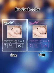 LICVIC 1pc Custom Acrylic Baby Announcement, Customized Baby Name/Text Memorial Plaque, Personalized Birth Announcement Sign, Acrylic Photo Plaque, Personalized Acrylic With Photos And Text, 12x16cm, Back To School