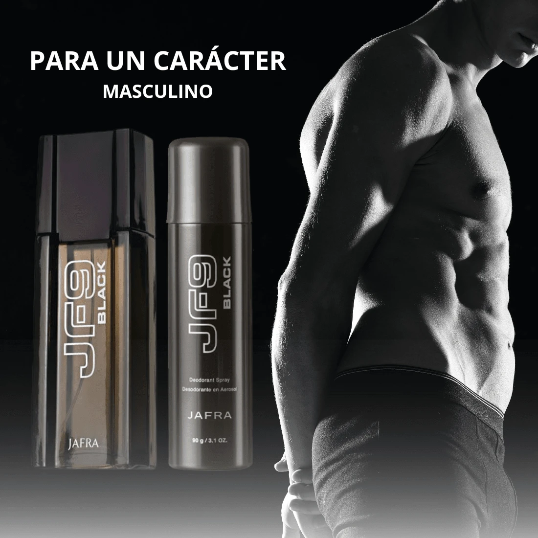 Jafra JF9 Black Perfume + Desodorante en Aerosol para Hombre - Negro - Ver 1