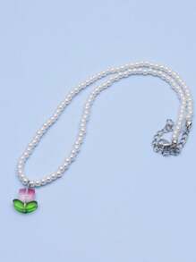 1Piece Delicate Flower Pendant Pearl Necklace - Flowers - View 10