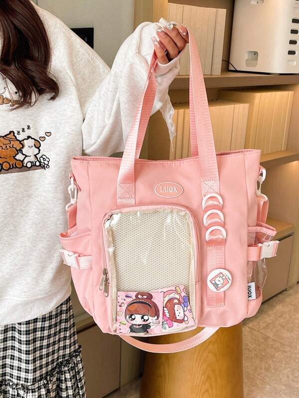 Minimalist Transparent Clear Tote Bag Large Capacity Shoulder Crossbody Bag For Girls, Students, Casual
