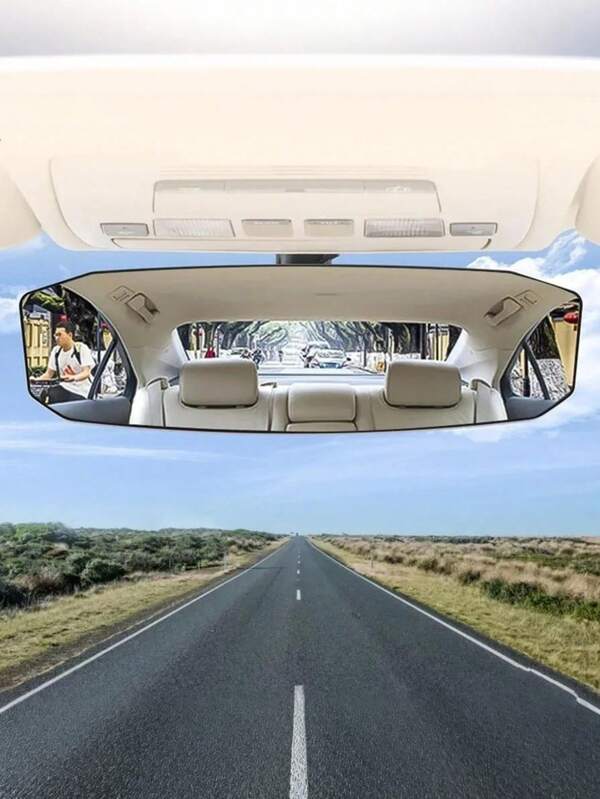 1PC Car Wide Angle Rearview Mirror Curved Surface Large Field Of View Interior Rearview Mirror Area Auxiliary Rearview Mirror, Car Wide Angle Rear Mirror, Car Backup Mirror Wide Angle Curved Mirror, Universal High Definition Clip Clip Panoramic Rearview Mirror
