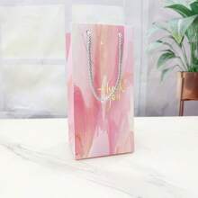 Set de 5 bolsas de regalo tipo tote con diseño de mármol dorado, vaso aislado, bolsas de regalo con empaque vertical elegante con flor, bolsas de regalo premium para fiesta y obsequios