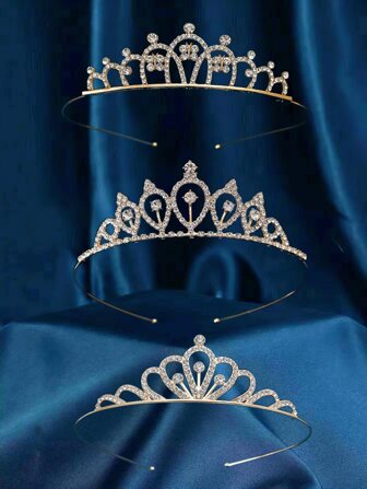 3pcs Fashion Queen Crown Accessories, Princess Crown Headpiece, Bridal Crown Headband, Adult Ceremony Crown, Elegant Birthday Crown Headpiece, Applicable For Pageant Crown