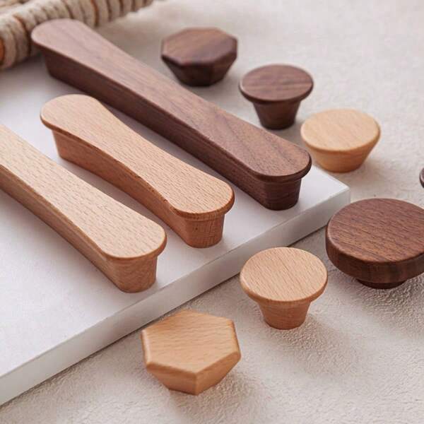 مقابض خزانة المطبخ الخشبية الحديثة خشب صلب، مقابض أدراج أثاث خشبية، مقابض خزانة أبواب أدراج لأثاث المنزل