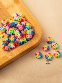 100pcs Colorful Flower Polymer Clay Beads For Making Bracelets And Necklaces