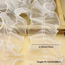 1 Roll 2M 12cm Pleated Beaded Tulle Lace Ribbon Flower Wrapping Satin Ribbon Bouquet Tapes With Shiny Pearls - Multicolor - View 9