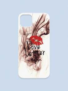 Lipmark & Smoke Pattern White Cellphone Case, "Love Letter" Romantic & Personalized Slogan Phone Case, Compatible With Iphone & Galaxy, IPhone 11/13/14/15/15 ProMax/16/16 Pro/16 Plus/16 ProMax, Galaxy Phones - Multicolor - View 32