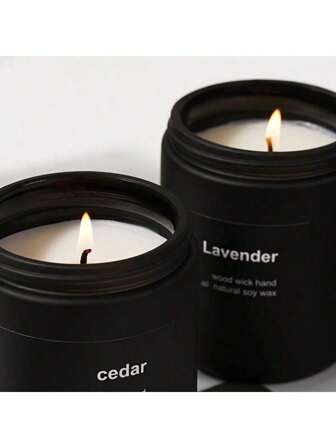 Matzwarte aromatherapiekaars - met lavendel-/sandelhout-/cederhout-/jasmijn-/rode rozengeur, sojawas in matglazen beker, geurloze kaars, ideaal cadeau voor mannen en vrouwen, geschikt voor eetkamer, slaapkamer, badkamer, studeerkamer, Kerstmis, Thanksgiving, kerstavond, Moederdag, verjaardagscadeaus, afstuderen, bruiloft