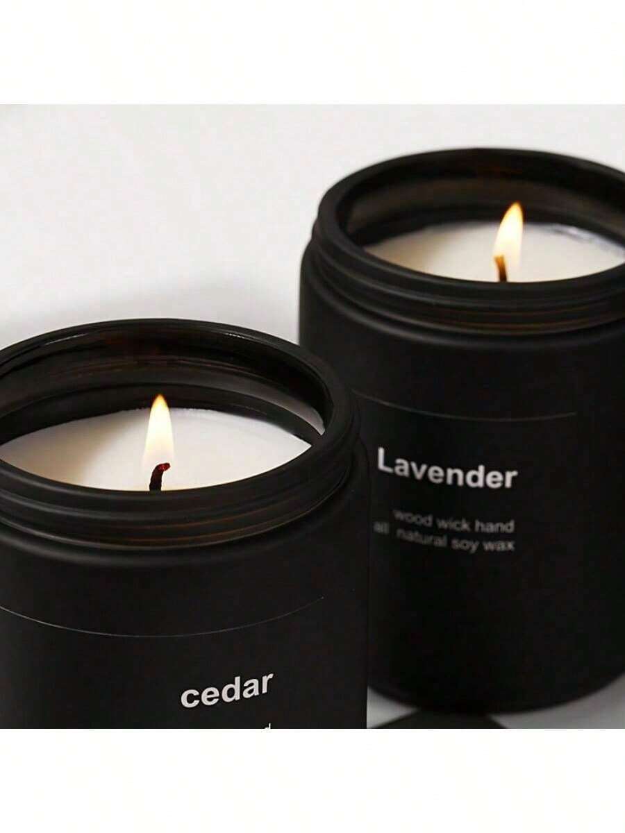 Matte Black Large Candle, Lavender/Sandalwood/Cedar/Jasmine/Red Rose Scented Soy Wax Candle, Unscented Frosted Glass Jar, Ideal Gift For Men & Women, Suitable For Dining Room, Bedroom, Bathroom, Study, Christmas, Thanksgiving, Christmas Eve, Mother's Day, Birthday