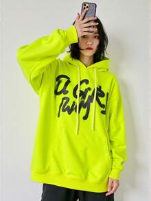 Sudadera oversize con capucha para mujer, multicolor, apta para temporadas de otoño e invierno, cuello redondo, mangas largas, tela de algodón, imágenes representativas. Te llegará una sudadera oversize en color y estampado al azar. - Multicolor - Ver 2