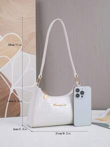 2025 New Women Underarm Bag, Fashion Minimalist Design Fits Smartphone And Cosmetics, Suitable For Daily Walk, Shopping And Dates - White - View 3
