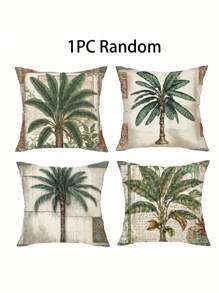 Capa de Almofada de Verão 4pcs/1pc Com Padrão Retro de Palmeira Tropical, Decoração de Folha Verde, Presente Perfeito para Decoração de Festa de Sala de Estar, Sofá, Carro e Quarto da Série Retro de Verão | 18x18 Polegadas | Decoração de Verão | Fecho de Zíper | Tecido Macio e Confortável - Durável, Resistente ao Desbotamento, Lavável à Máquina, Adequado para Decoração de Verão, Decoração de Exterior, Decoração de Escritório, Decoração de Casa. Sem Núcleo de Almofada - Multicolorido - Ver 9