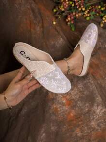 Women Flat Sandals, Fashion Non-Slip Slip-On Summer Slippers, Suitable For Dress, Closed Toe Fisherman Hollow Net Sandals, Casual New Chinese Style Shiny Mules Sandals - Purple - View 5