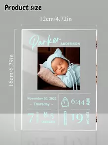 LICVIC 1pc Custom Acrylic Baby Announcement, Customized Baby Name/Text Memorial Plaque, Personalized Birth Announcement Sign, Acrylic Photo Plaque, Personalized Acrylic With Photos And Text, 12x16cm, Back To School