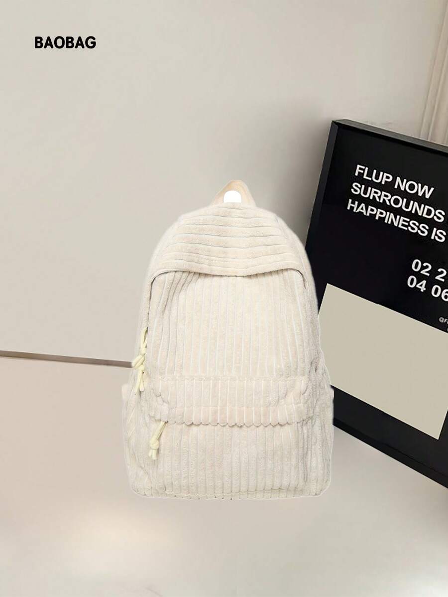 1 Pc Men's Solid Striped Multi-Pocket Zipper Closure Large Capacity Backpack, Fashion Versatile Casual, Suitable For Daily Use, Travel & Vacation, Adjustable Shoulder Strap - Multicolor - View 1